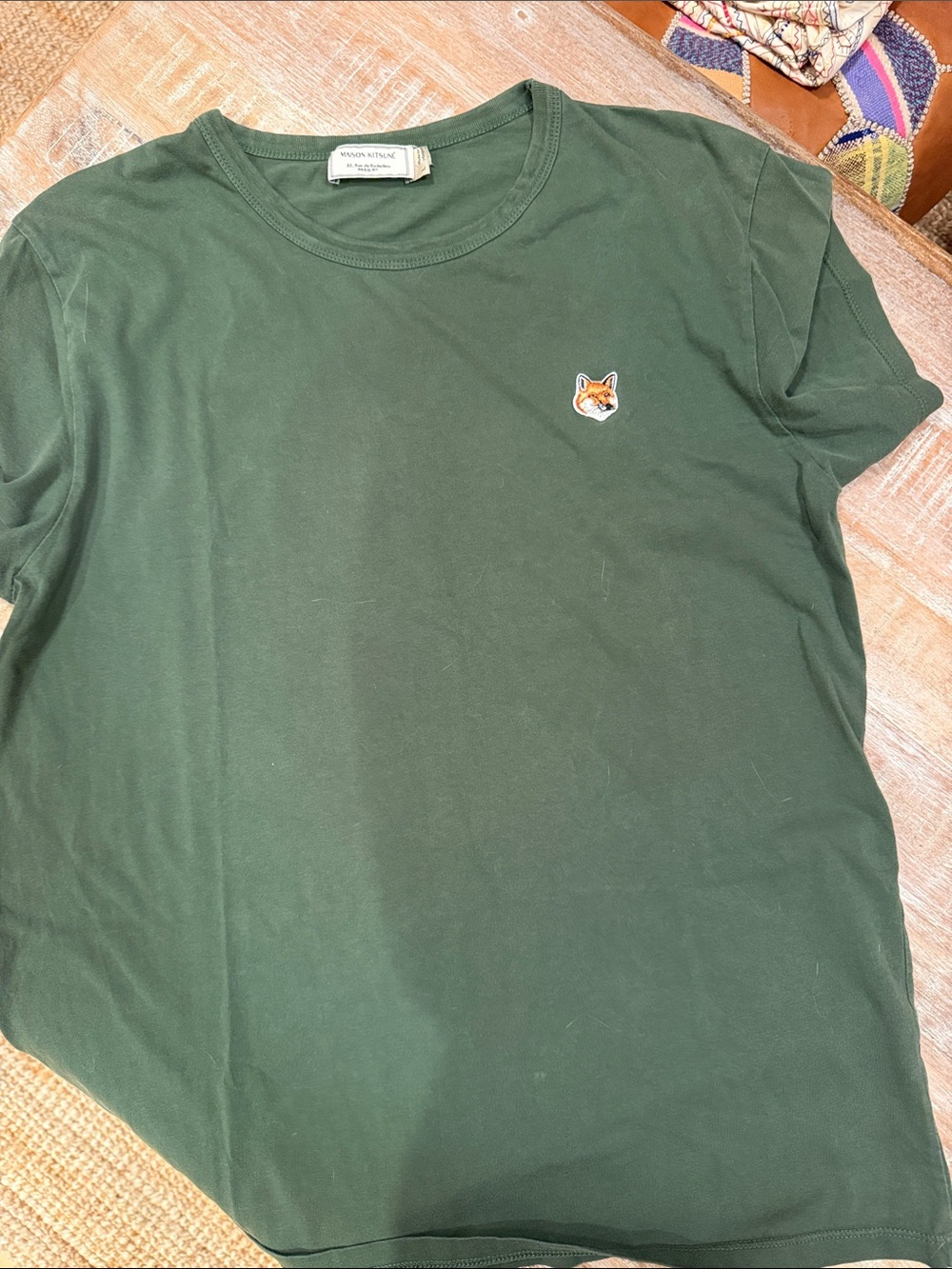 Maison Kitsuné Fox Head Patch Classic T-Shirt Fox Patch Green Short Sleeve Tee